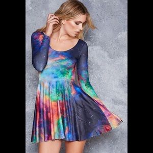 Rainbow Galaxy Long Sleeve Skater Dress